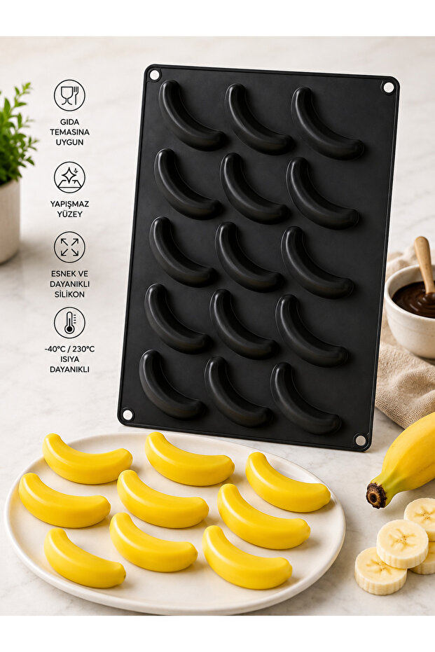 Silicone Mini Banana Shaped Mousse, Pastry, Chocolate and Dessert Mold – Pack of 24
