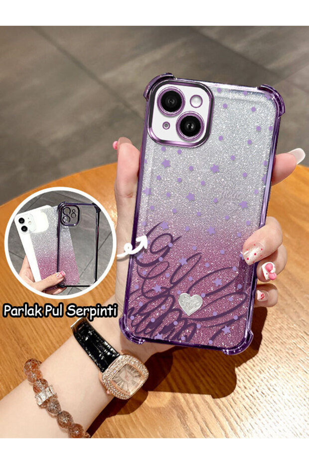 iPhone 14 Plus Compatible Transparent Four Corner Silicone Coated Glossy Edge Case
