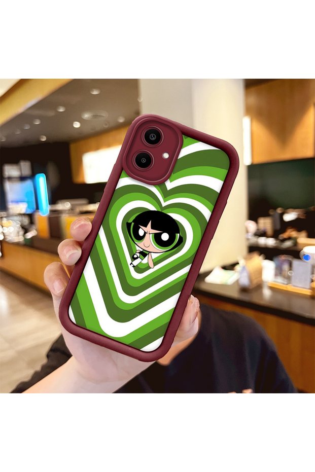 Samsung Galaxy A06 Compatible Case Camera Protective Cartoon Pattern Maroon Lover Couple Silicone Phone Case
