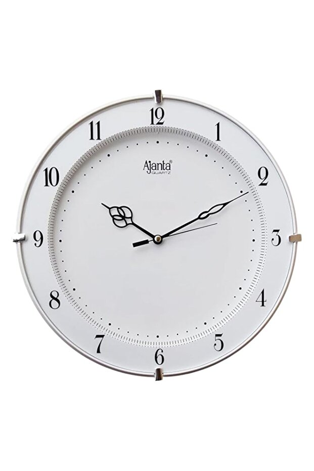 Ajanta Plastic Step Movement Round Wall Clock (White, 19 cm x 19 cm x 3.6 cm)