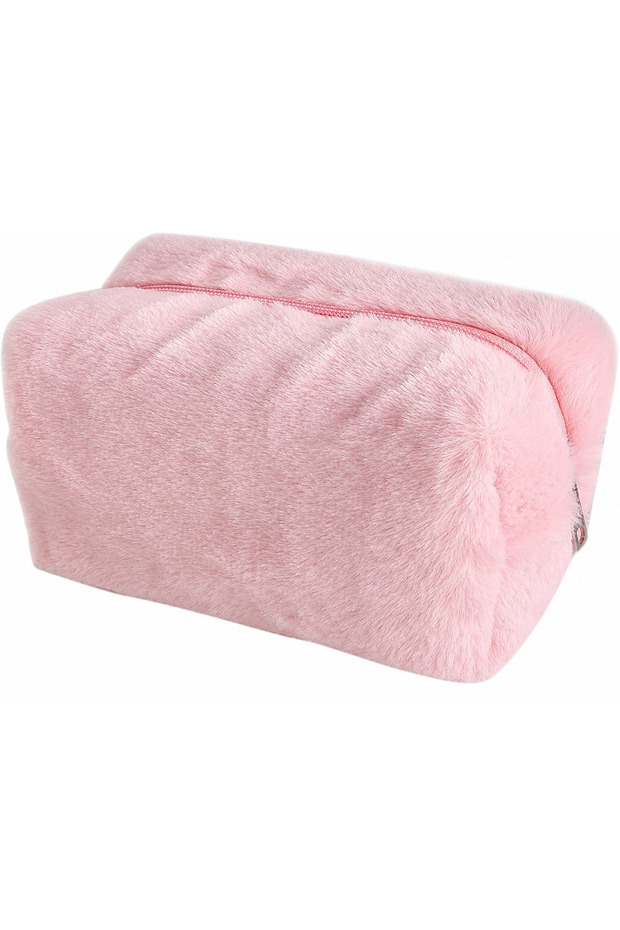Soft Plush Textured Makeup Bag