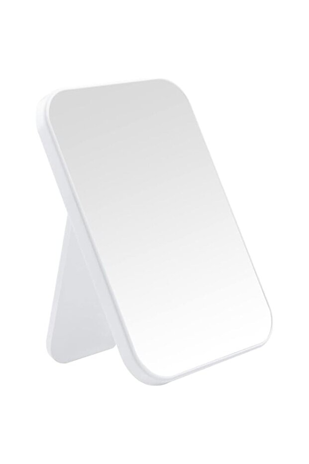 8 Inch Desktop Makeup Mirror, Portable Princess Mirror, Table Desk Wall Hanging Dual-Purpose Square Mirror (White)