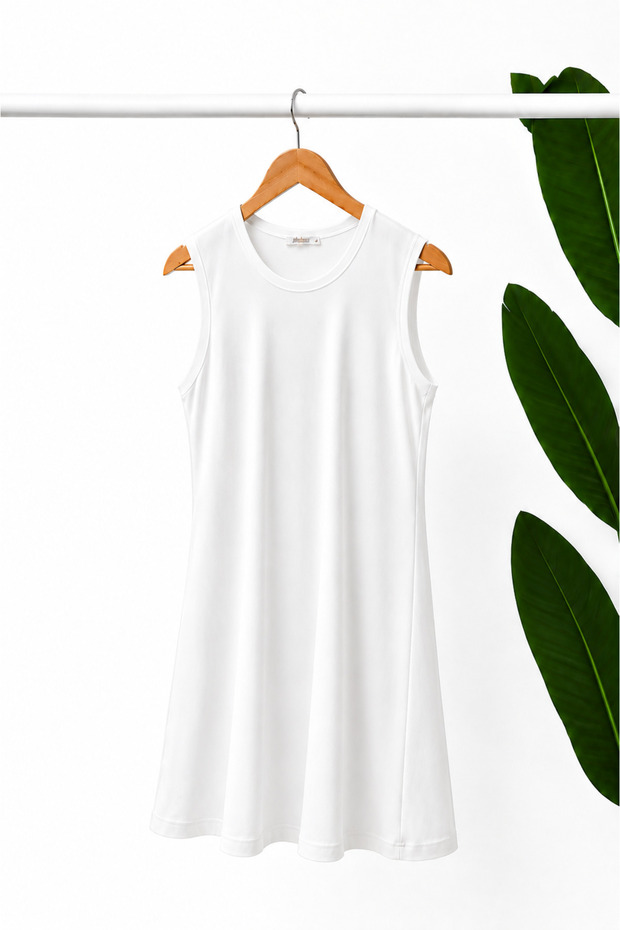 Women's White Zero Sleeve Combed Cotton Undergarment Tunic