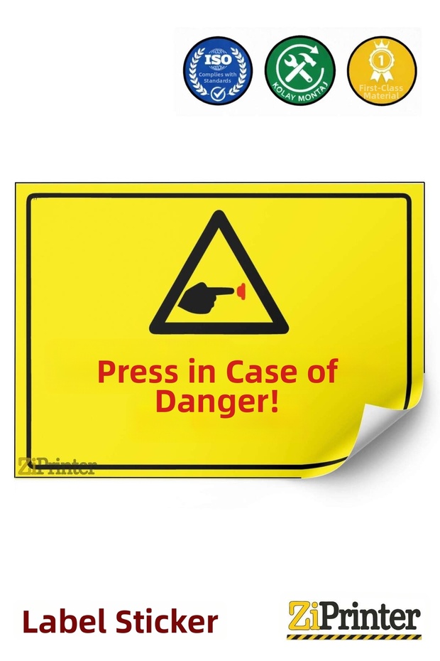 Press the Panic Button! Isg Warning Sign Sticker 35X50 cm