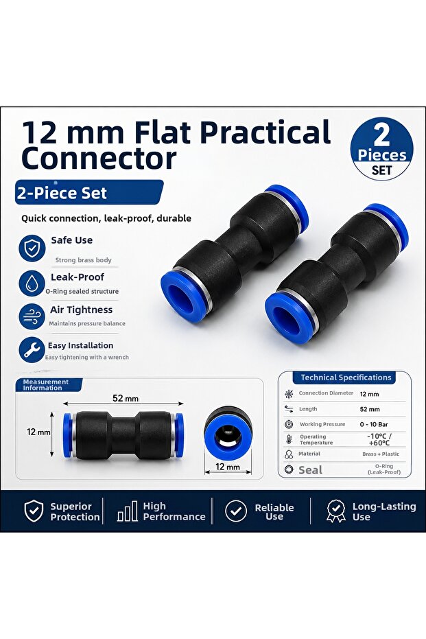 12mm Air Hose Straight Connector Fitting
