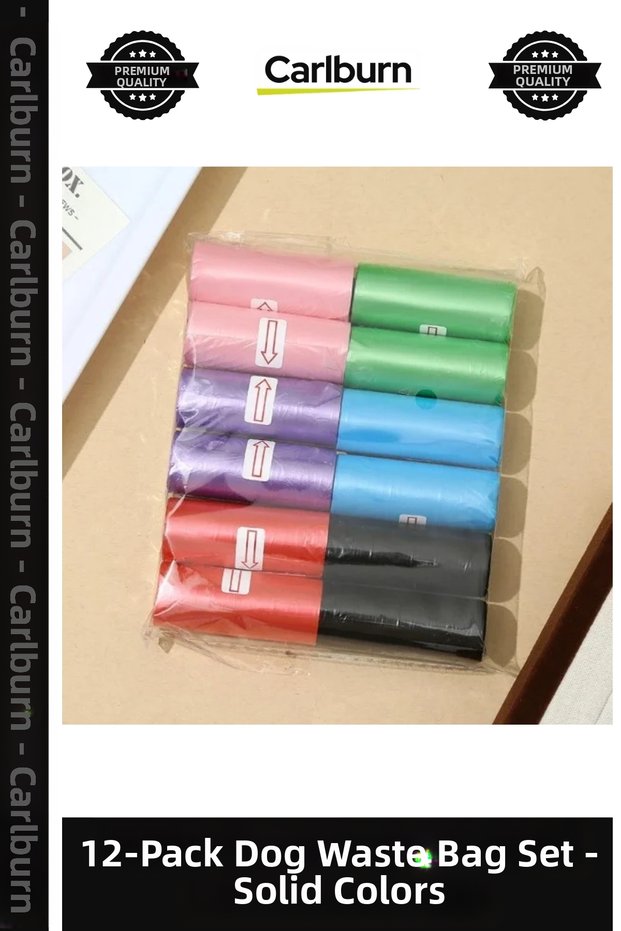 # Petshop Durable Leak-Proof Hygienic Practical Economical Roll of 12 Dog Poop Bags Solid Color Set