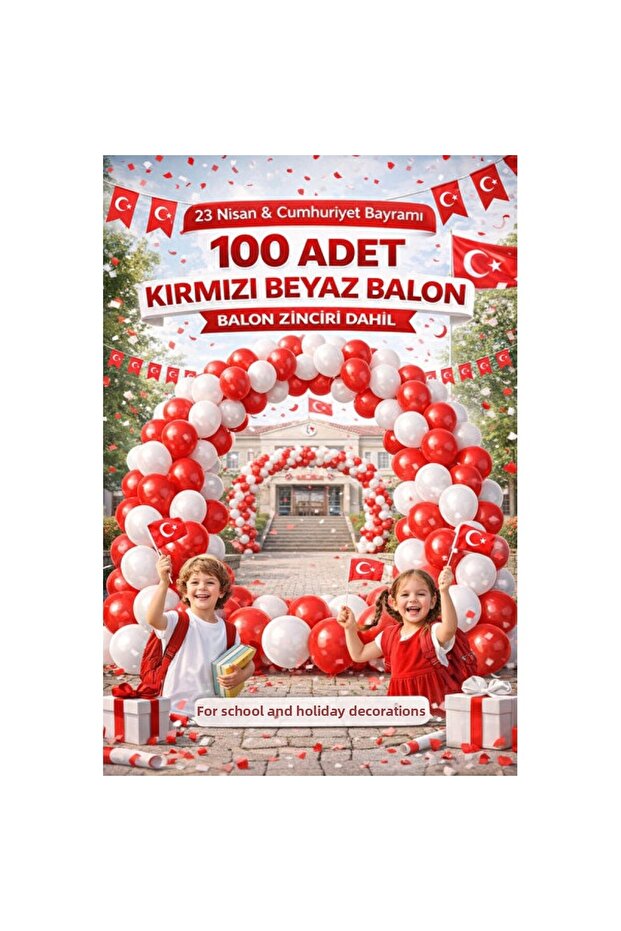 Red and White Balloons 100 Pieces and Chain October 29Th Celebration Set