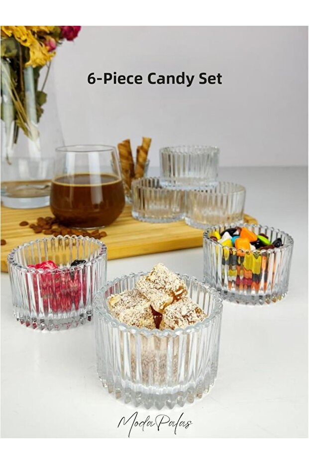 Rayan Sultan 6 Piece Glass Snack Bowl Presentation Magnolia Bowl