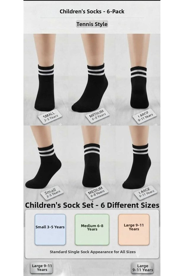 6-Pack Children's College Socks
