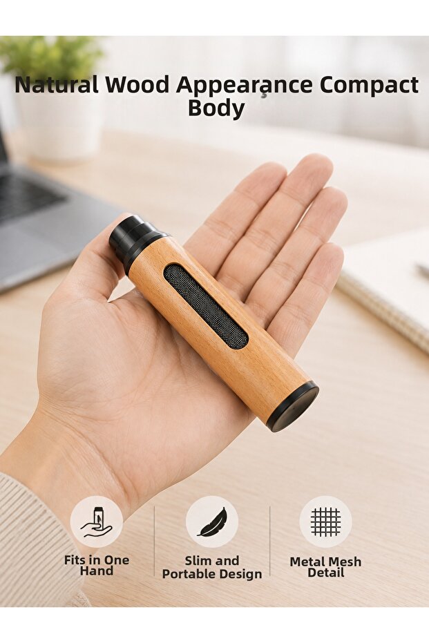 Mini Portable Ashtray with 3 Different Tip Options, Wooden Look, Practical Use