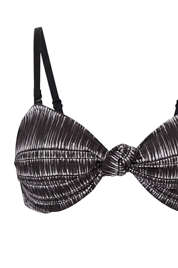 Etnik Desenli Straplez Kaplı Düğüm Detaylı Normal Bel Regular Bikini Takımı TBESS26BT00210 - 5