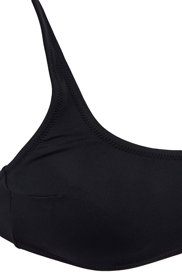 Siyah Kare Yaka Kaplı Normal Bel High Leg Brazilian Bikini Takımı TBESS26BT00151 - 5