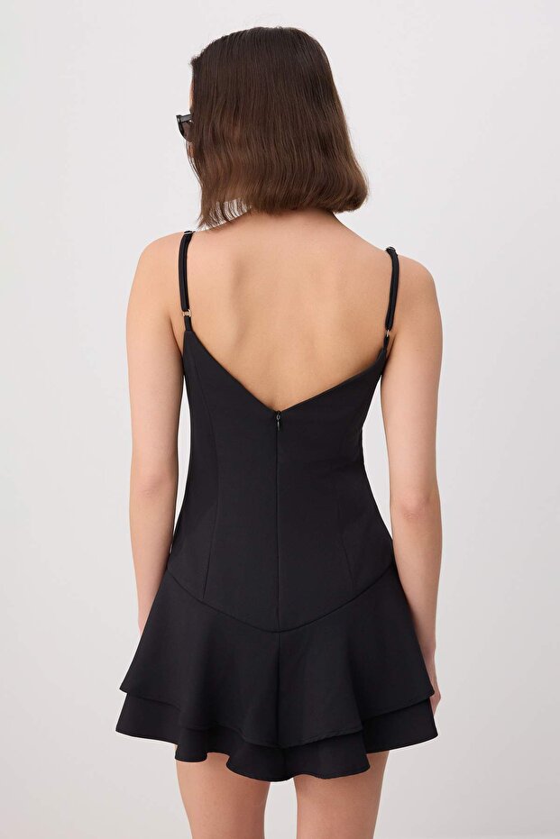 Siyah Şortlu Mini Dokuma Elbise TWOSS26EL00786 - 5
