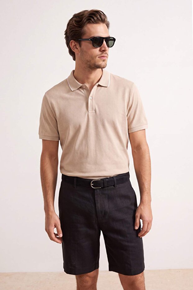 Beige Regular Polo Neck T-Shirt Tmnss26Po00046