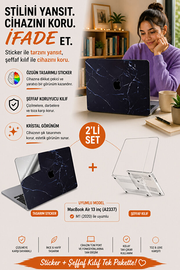 Plated Laptop Protector Marble14 Compatible With Macbook Air M1 Case Paste Sticker A2337