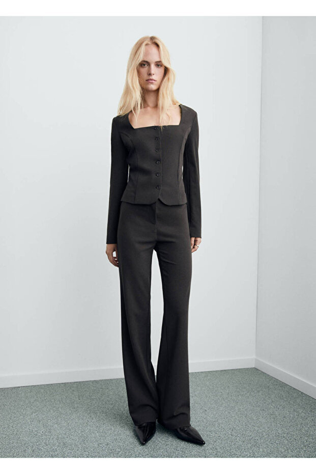 Jachetă tip blazer din țesătură crop - 2