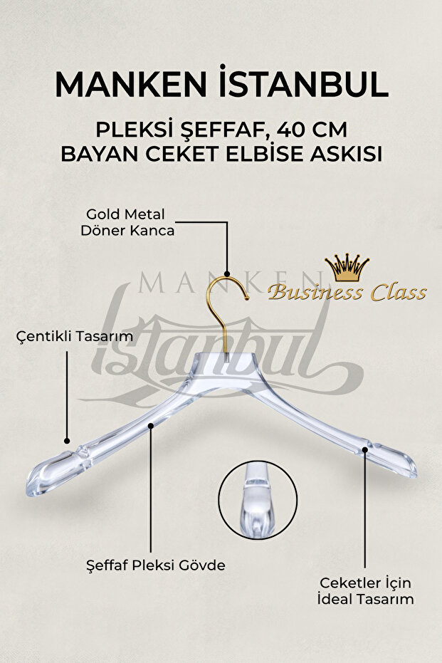 Business Class 15 Pieces 40 cm Plexiglass Transparent Gold Hook Clothes Hanger Coat Jacket Hanger