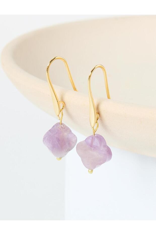 Purple Clover Figured Swinging Earrings