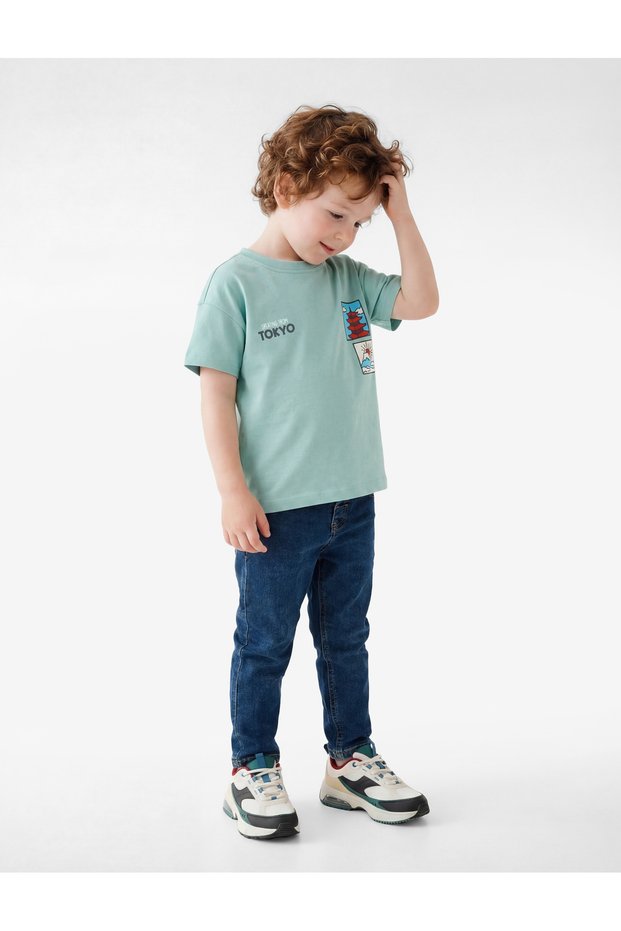 Printed Short Sleeve Crew Neck Cotton Oversize T-Shirt