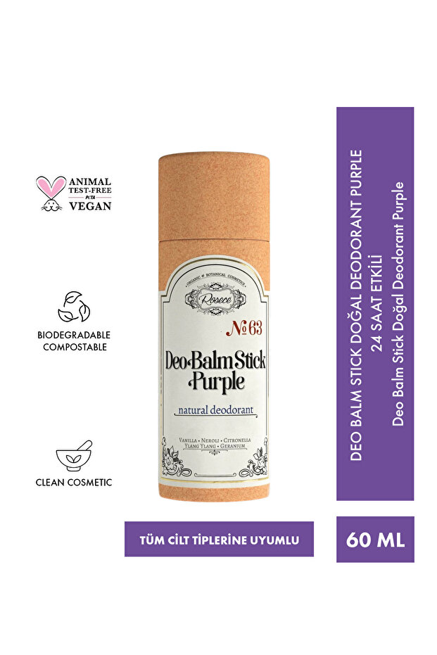 Deo Balm Stick Purple | Doğal Koltuk Altı Deodorant Roll On Vegan | Unisex 60 ml - 2