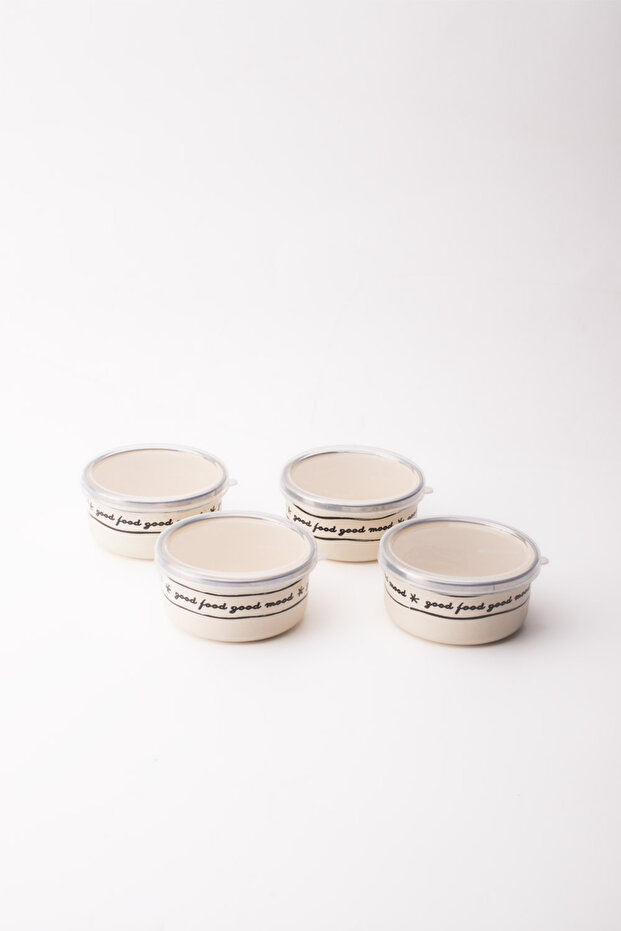 Mood Enamel 4-Piece Bowl with Lid, Snack Bowl, Breakfast Bowl, Jam Bowl, Olive Bowl, Presentation Set 8cm 200 ml