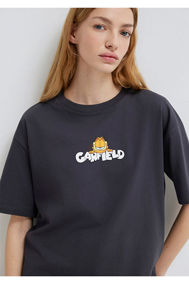Garfield Printed Anthracite T-Shirt Loose Fit / Relaxed Comfortable Cut 1614051-70087