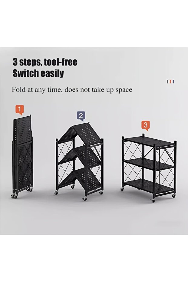 3-Layer Foldable Storage Rack, White - 4