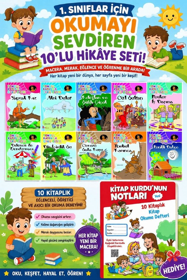 10 Story Set 14 That Makes Reading Fun for 1St Class Students (Book Reading Notebook Gift)