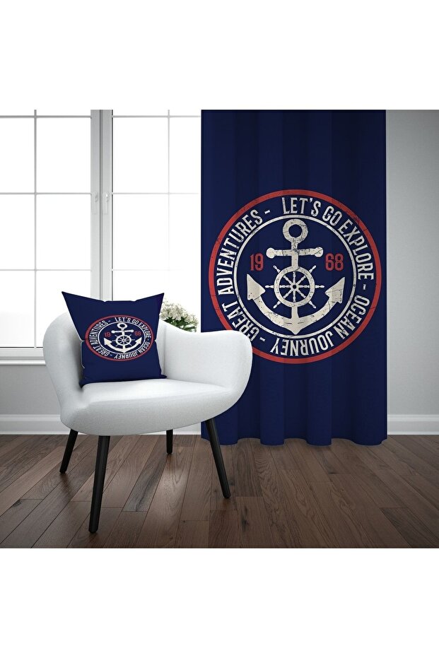 Sailor 907 Lets Go Anchor Children's Room Background Curtain Single Wing
