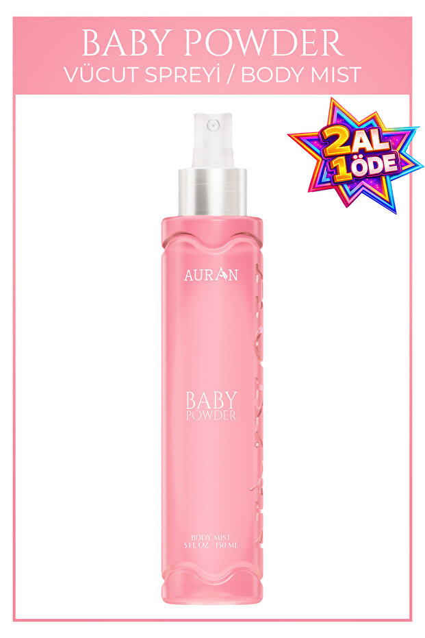 AURAN Bebek Pudrası Parfümlü Kadın Vücut Spreyi Bebeksi ve Etkileyici Vücut Misti Body Mist Spray 150ml