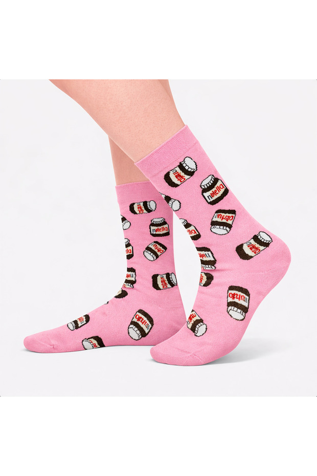 Pink Nutella Sever Patterned Colorful Socks - 2