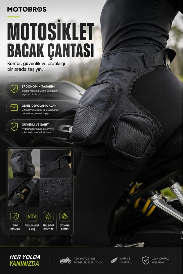 Motorcycle Leg Bag Waist Bag K-1 Leather Premium Leg Bag