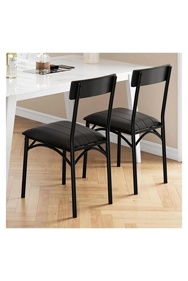 Compact Dining Chair for 2 People - Upholstered Chairs - Sturdy Metal and Wood Frame - Ideal for Kitchen, Apartment or Small Spaces