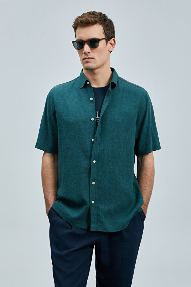 Bert Erkek Basic Gömlek Comfort Fit Yeşil - 4