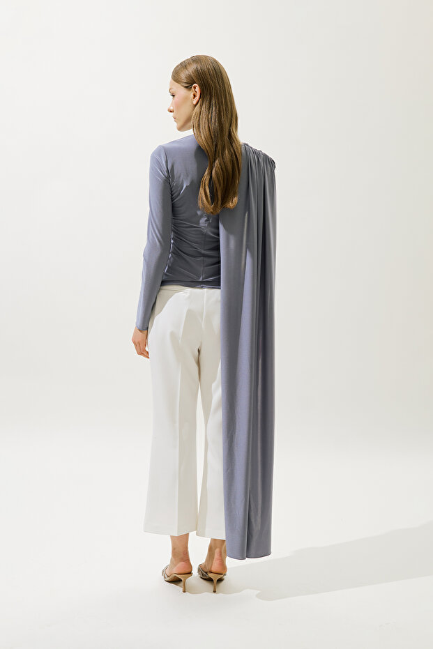 BLUSE MIT CAPEDETAIL LILA - 8