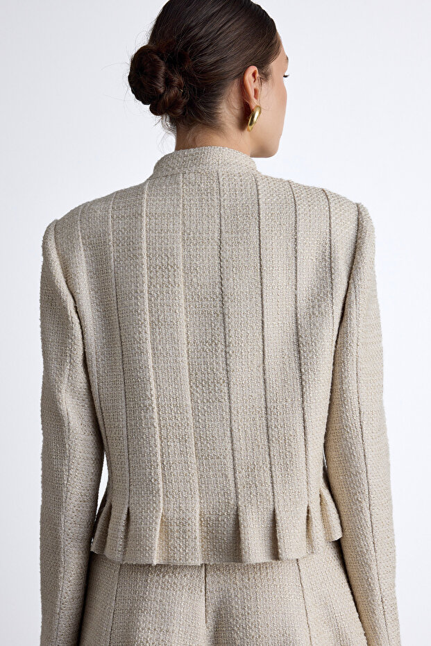 TEXTURED BUTTONED JACKET BEIGE - 8
