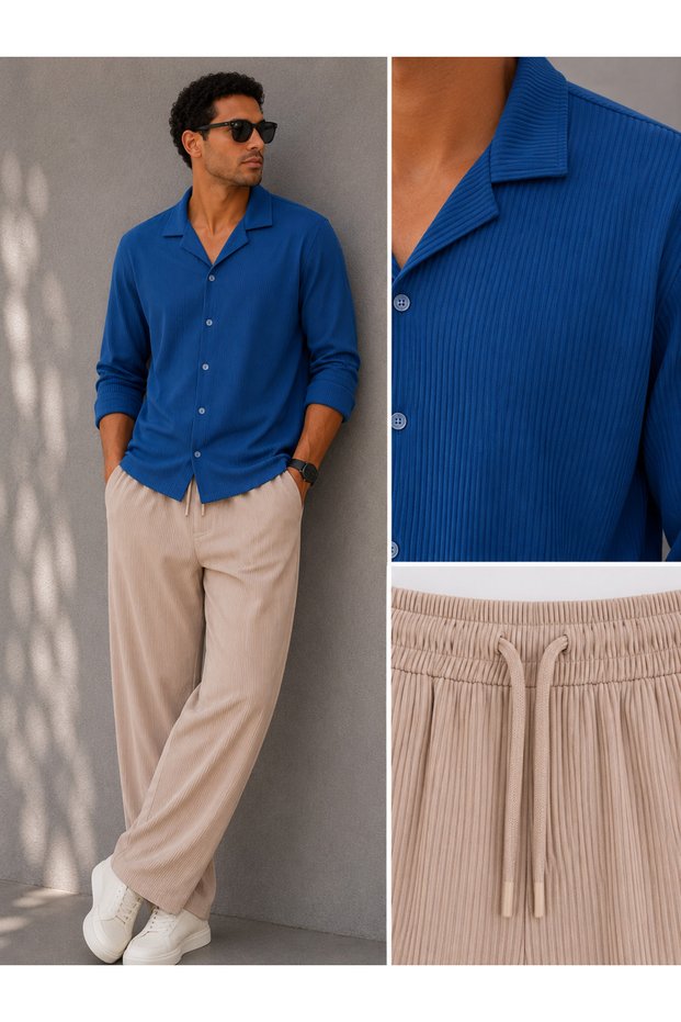 Men's Corduroy Suit Pants Shirt Bottom Top Combination