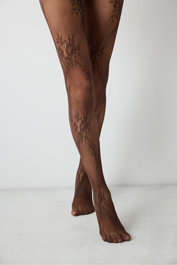 Κάλτσες Roses Mesh Brown Socket - 2