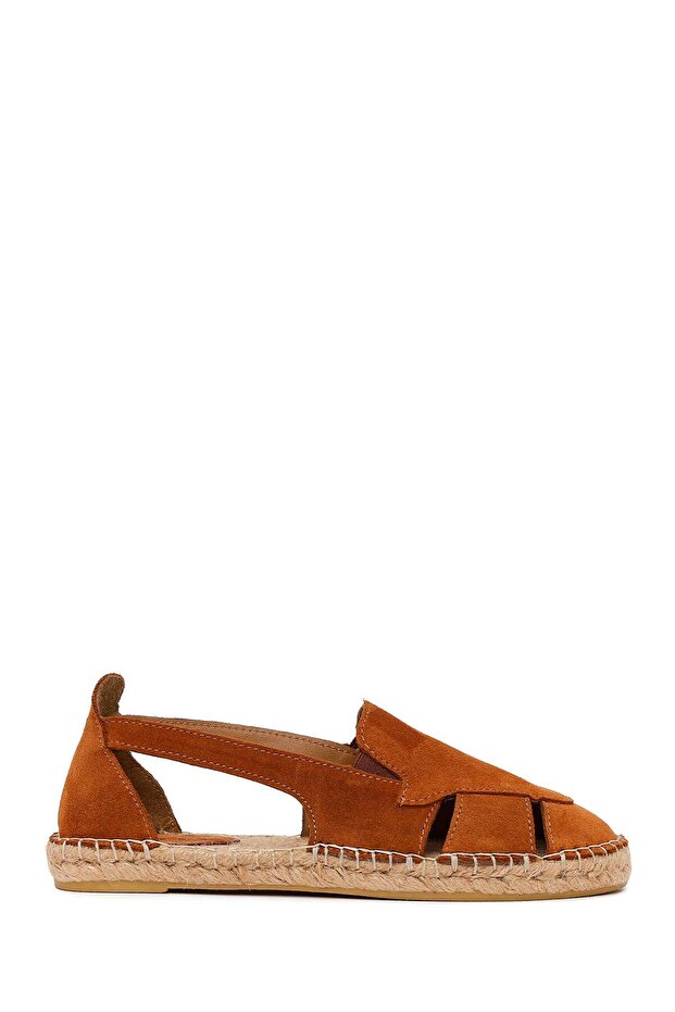 Women's Tan Suede Leather Espadrille Sandals 26Sfd205410