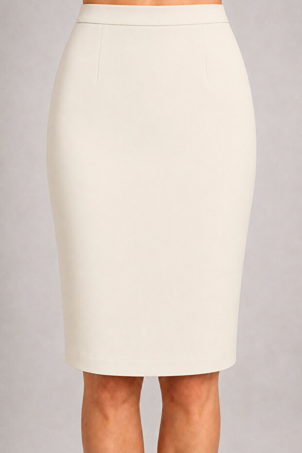 PENCIL SKIRT BROKEN WHITE CREPE FABRIC