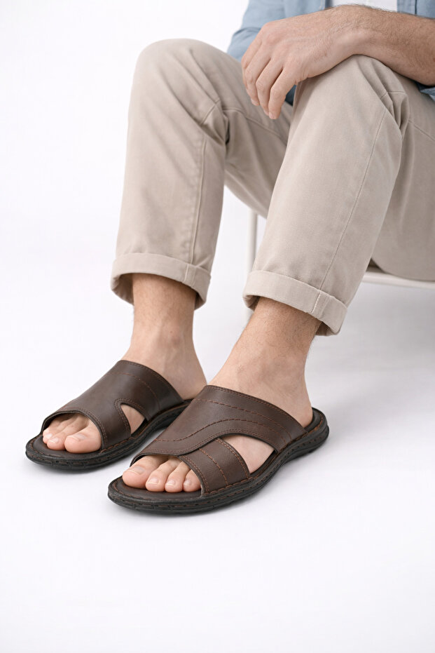 Kr.98 Anatomical Sole Genuine Leather Men's Slippers