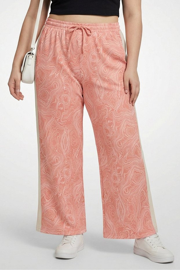 Women Regular Fit Allover Print Palazzo Pants, Pink