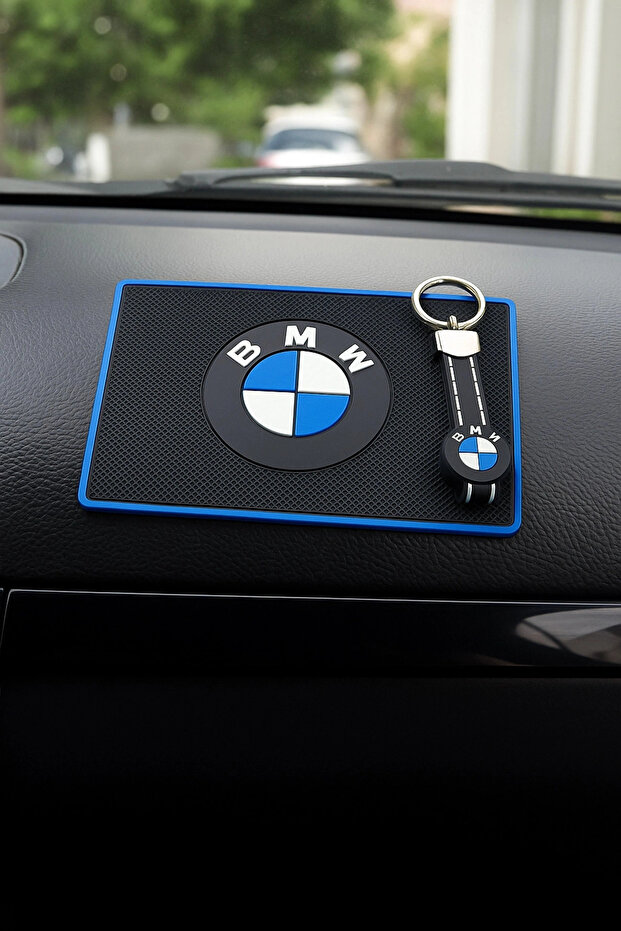 Bmv Logo Car Interior Anti-Slip Pad and Keychain Set