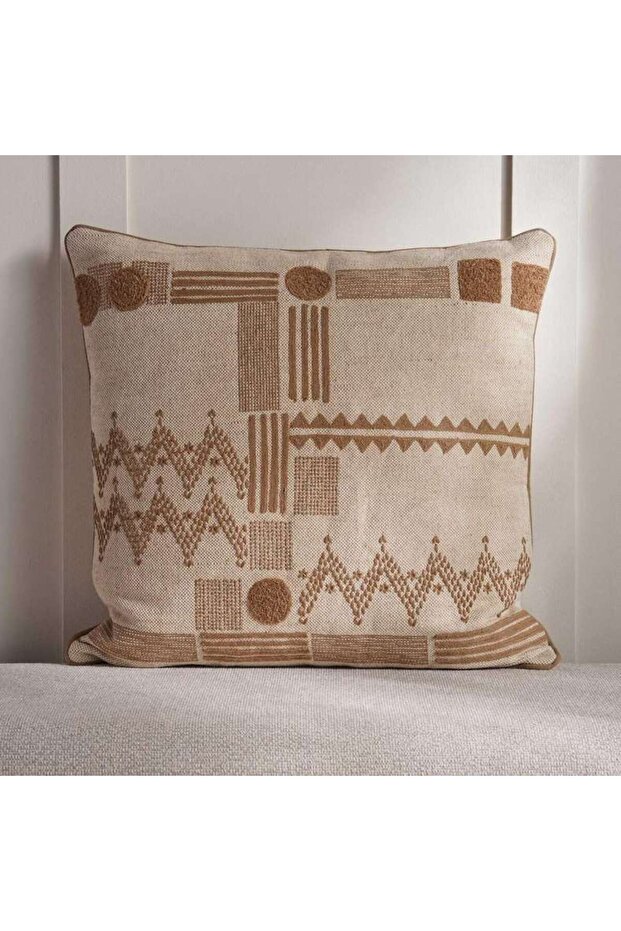 Durban Embroidered Down Alternative Filled Cushion 50x50 Cm - Rust