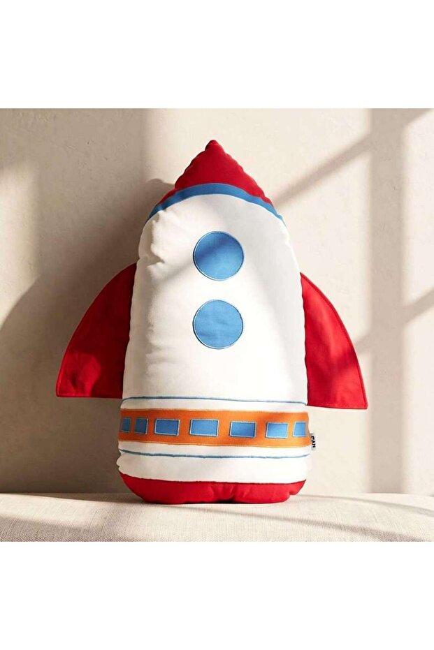 Space Shuttle Shaped Cushion 30x15x55cm -white/red