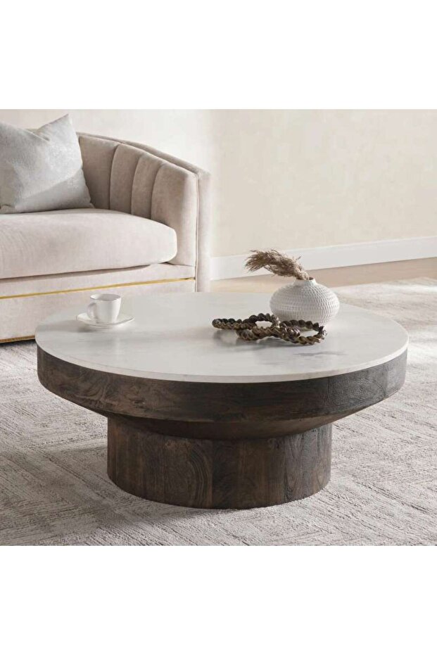 Abelia Coffee Table Marble - White & Brown