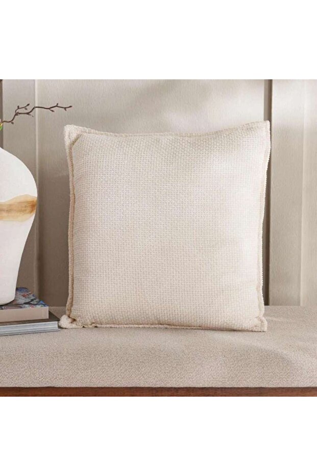Viston Chenille Filled Cushion 45x45cm - Cream