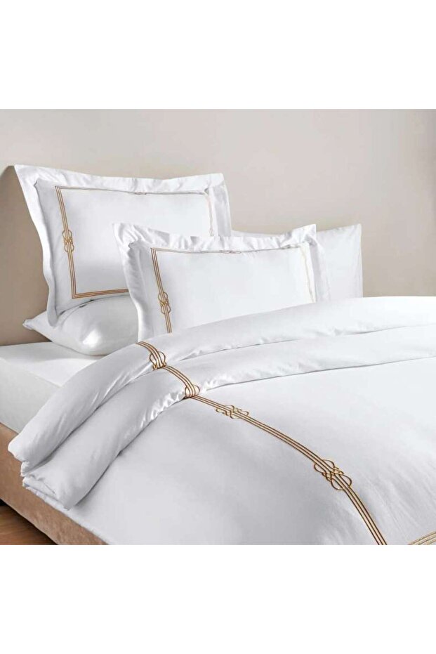 Hotel Cruise 300tc Embroidered 3-piece King Comforter Set 240x260cm - White/gold