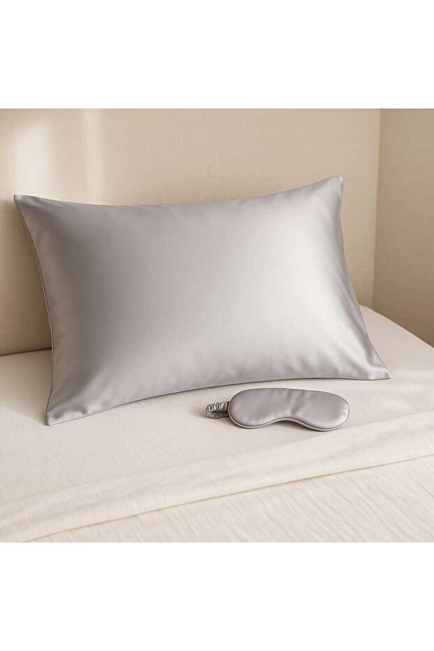 Luxury Silk Pillow Case Travel Set - Silver