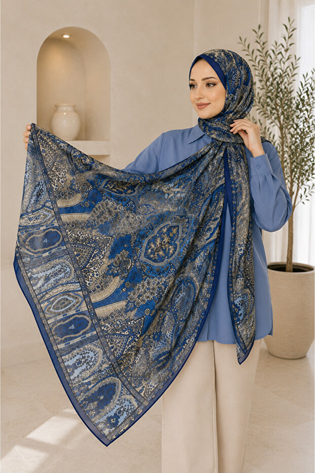 Retro Patterned Hijab Shawl